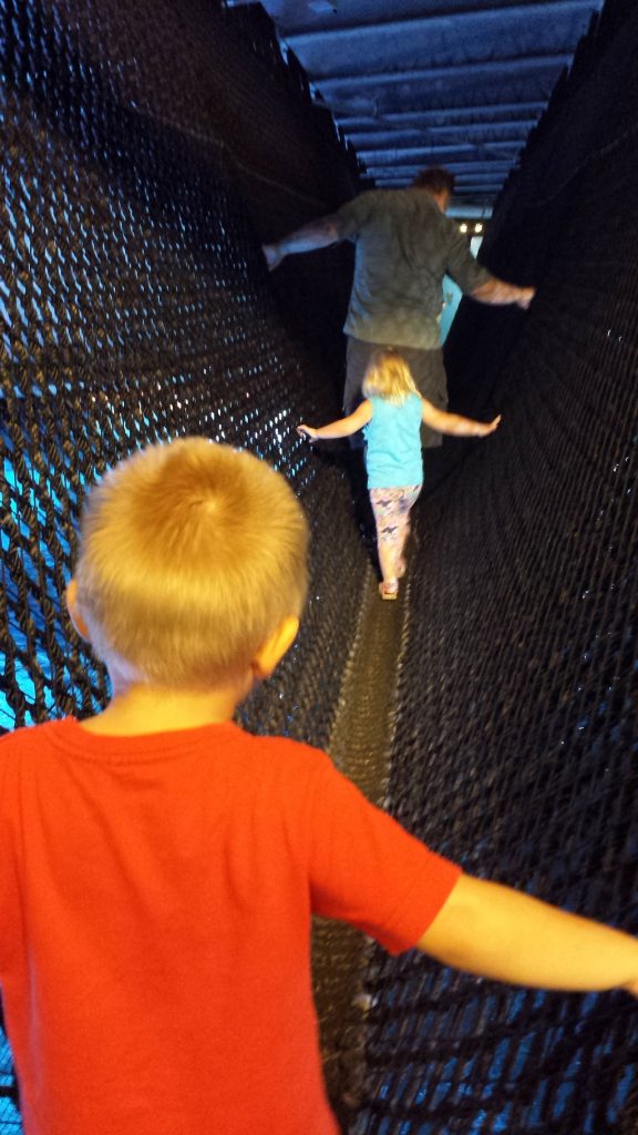 3 and 4 year olds, walking across Shark Bridge like it isn't a big deal!