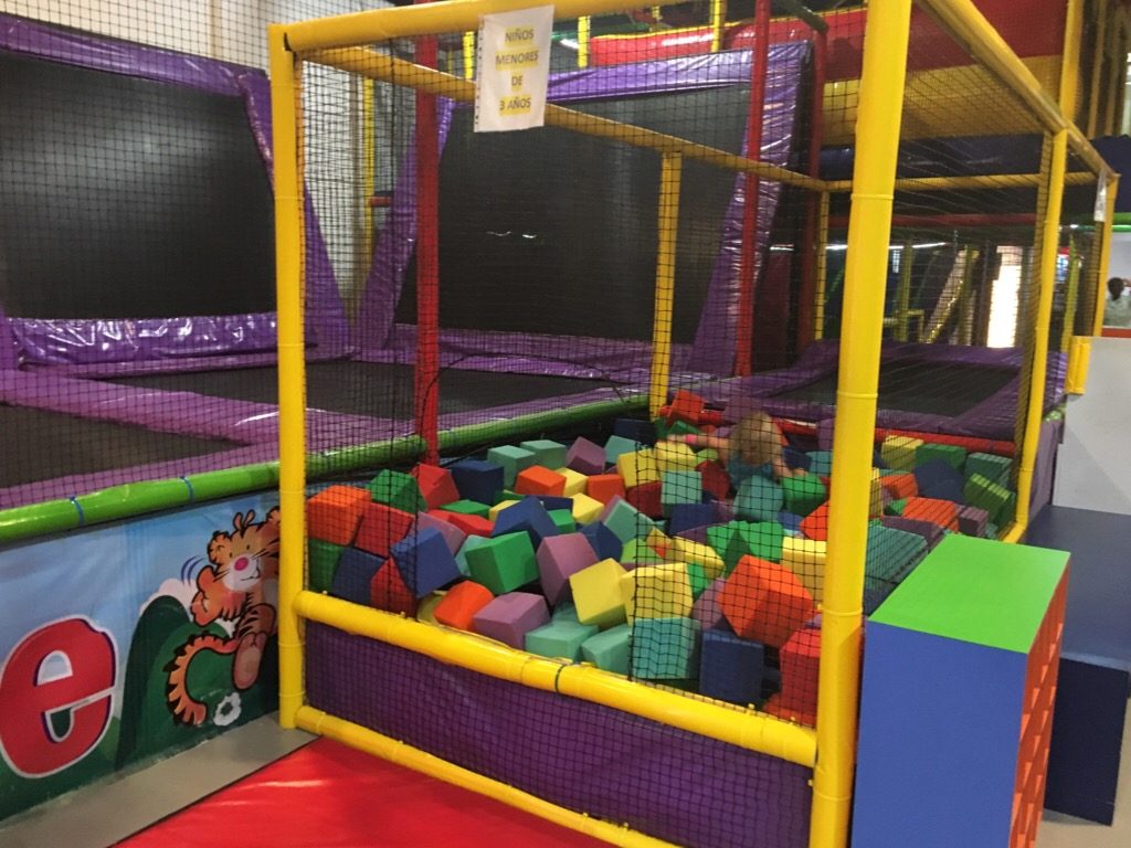 Inside an indoor playground in a mall that also had food. 