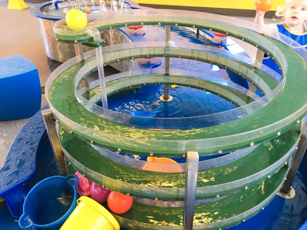 a water play spiral flow in the COSI Kidspace