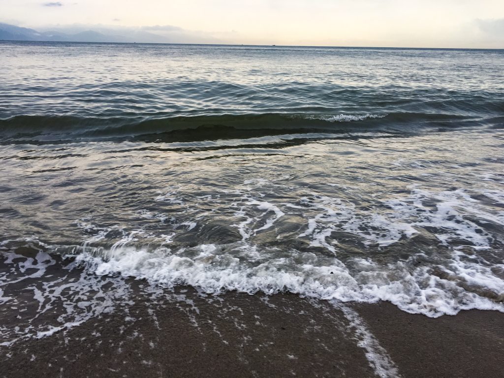 Waves breaking on a beach in Puerto Vallarta, Mexico. I didn't feel culture shocked while we were here.