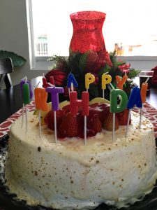 a picture of a birthday cake with white frosting.