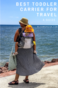 pinterest: woman facing the ocean, carrying a female 4 year old child in a carrier on her back. Ehat is the best back carrier for toddler?