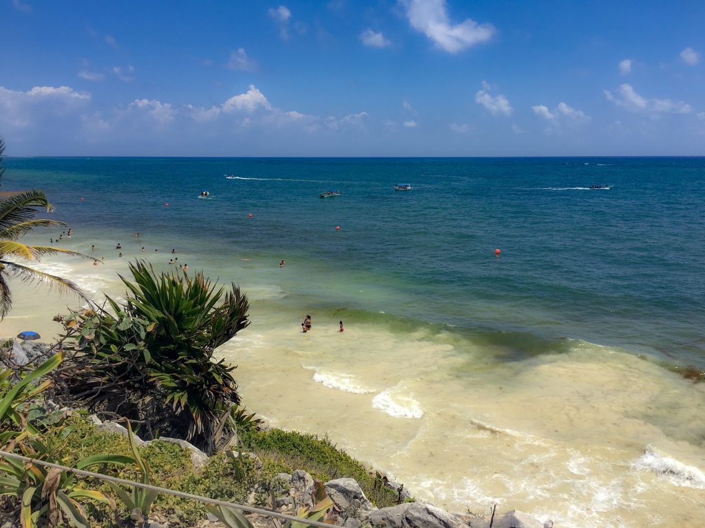 The ocean view at the Mayan ruins in Tulum, Mexico.