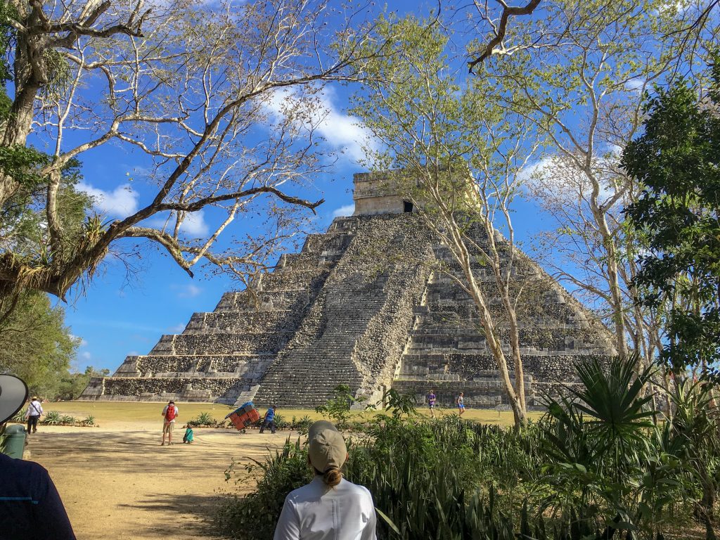 The "back side" of the Pyramid of Kukulkan. It is the part that wasn't restored, part of the Chichen Itza ruins.