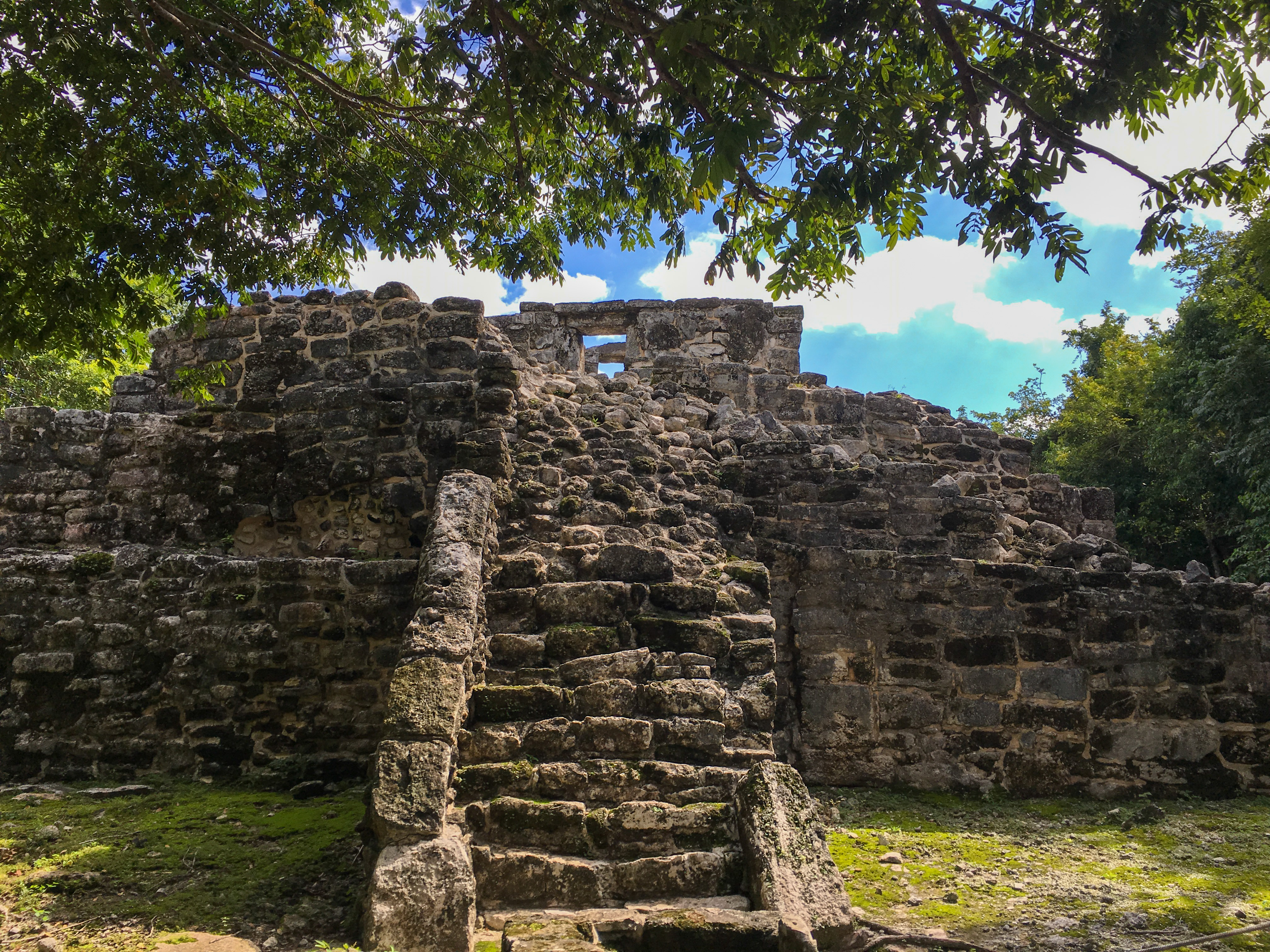 This is the back of the pyramids at San Gervasio Mayan Ruins. This is one of those cools things to do with kids in Cozumel!